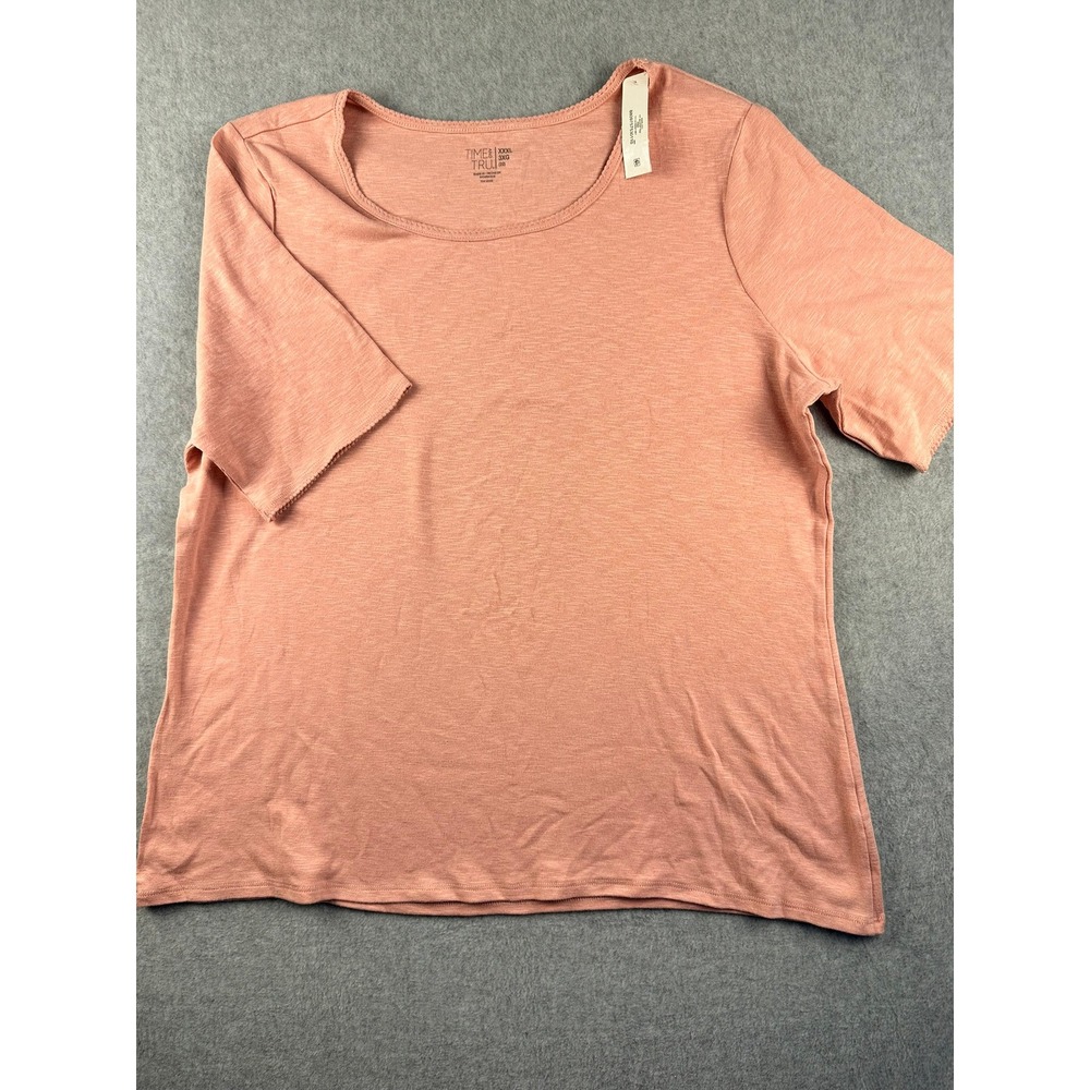 Time and Tru Womens Pink Slub Knit Scoop Neck Short Sleeve T-Shirt Size 3XL NWT